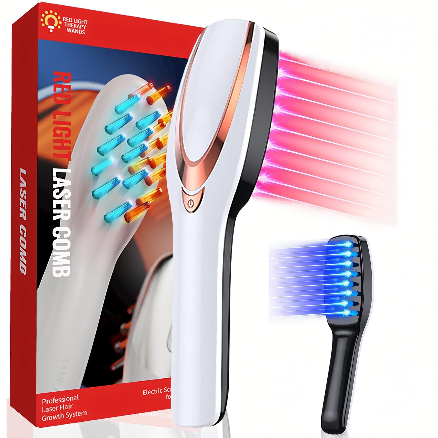Laser Hair Growth Comb Laser Therapy Comb Electric Scalp Massager for Hair GrowthStimulates Hair Growth Comb Brush Thinning Hair Treatment Laser Hair Growth Device(White)