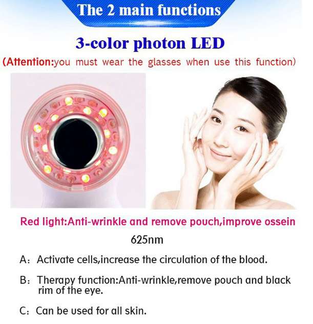 Colorful Ultrasonic Beauty Device for Skin Treatment